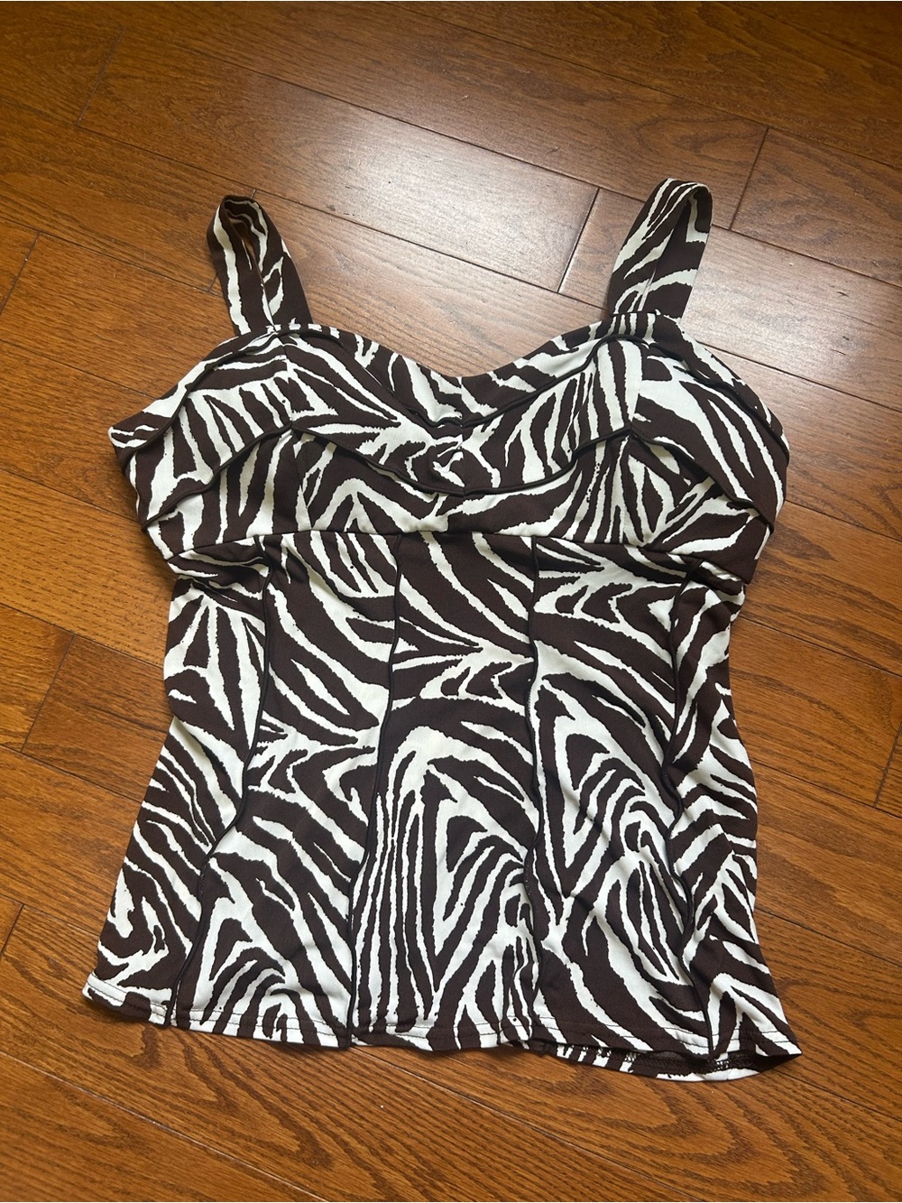 dressbarn Black & White Zebra-Print Tank Camisole